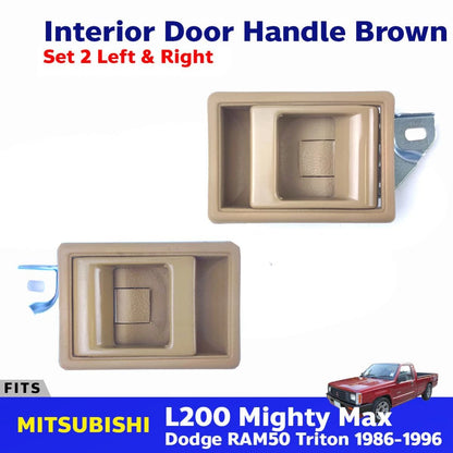 Interior Door Handle Brown Pair Fits Mitsubishi L200 Triton Pickup 1986-96 D06