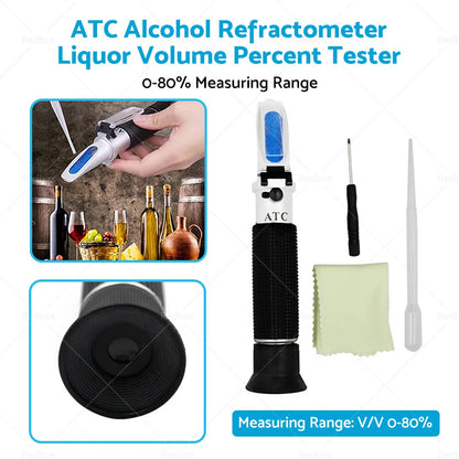 Portable ATC Alcohol Refractometer Liquor Volume Percent Tester (0-80%)