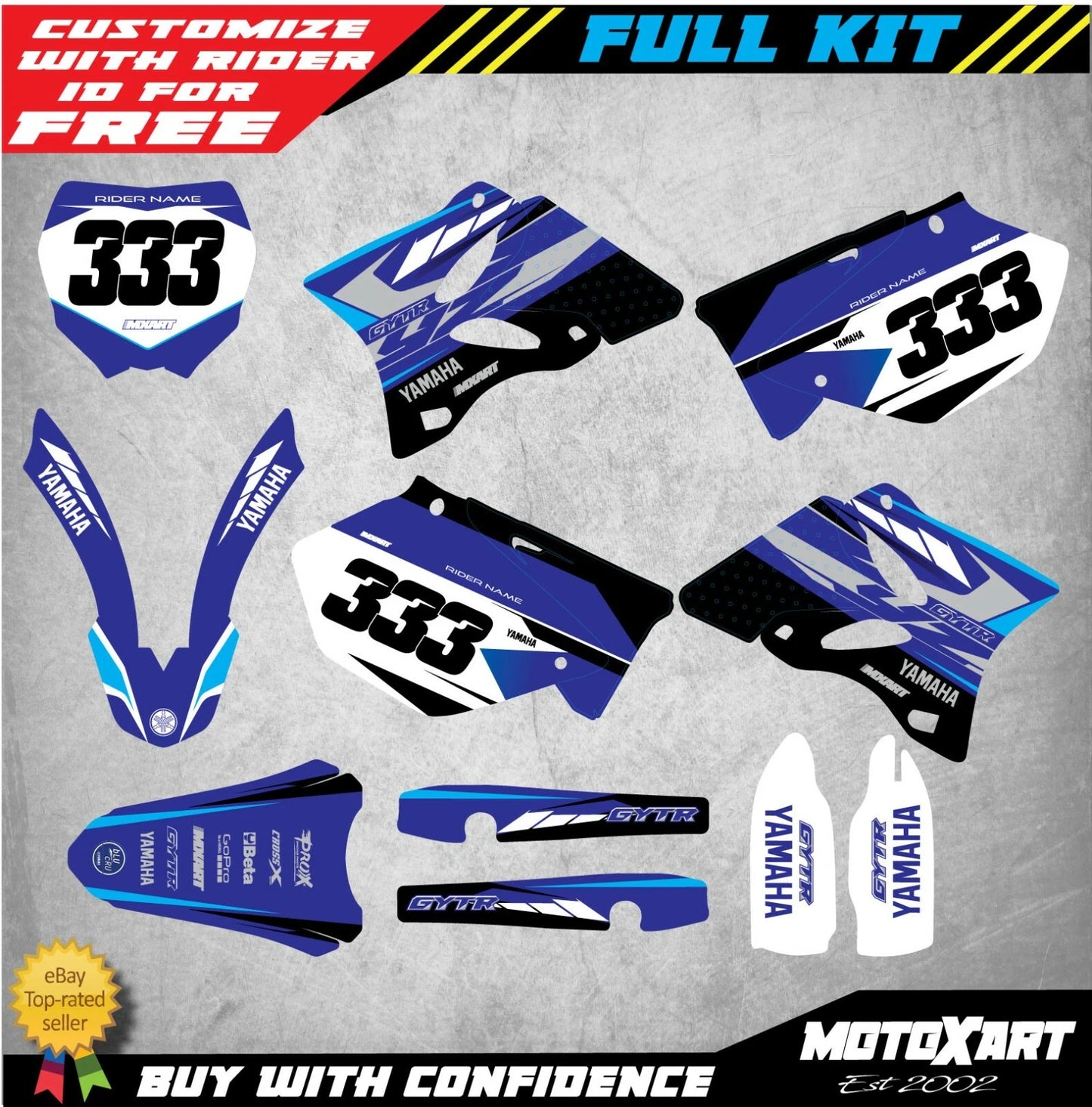 Custom Graphics Decal Kit for Yamaha YZ 250 (2011-2014) TORNADO Style Stickers