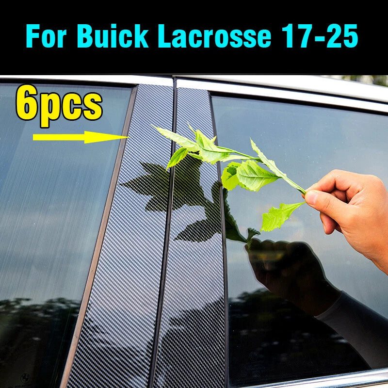6 x Carbon Fiber Window Pillar Posts Door Trim Cover for Buick Lacrosse (2017–2025)