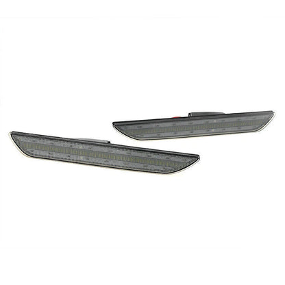 Rear Smoked & White LED Bumper Side Marker Lights for 2015-2023 Ford Mustang