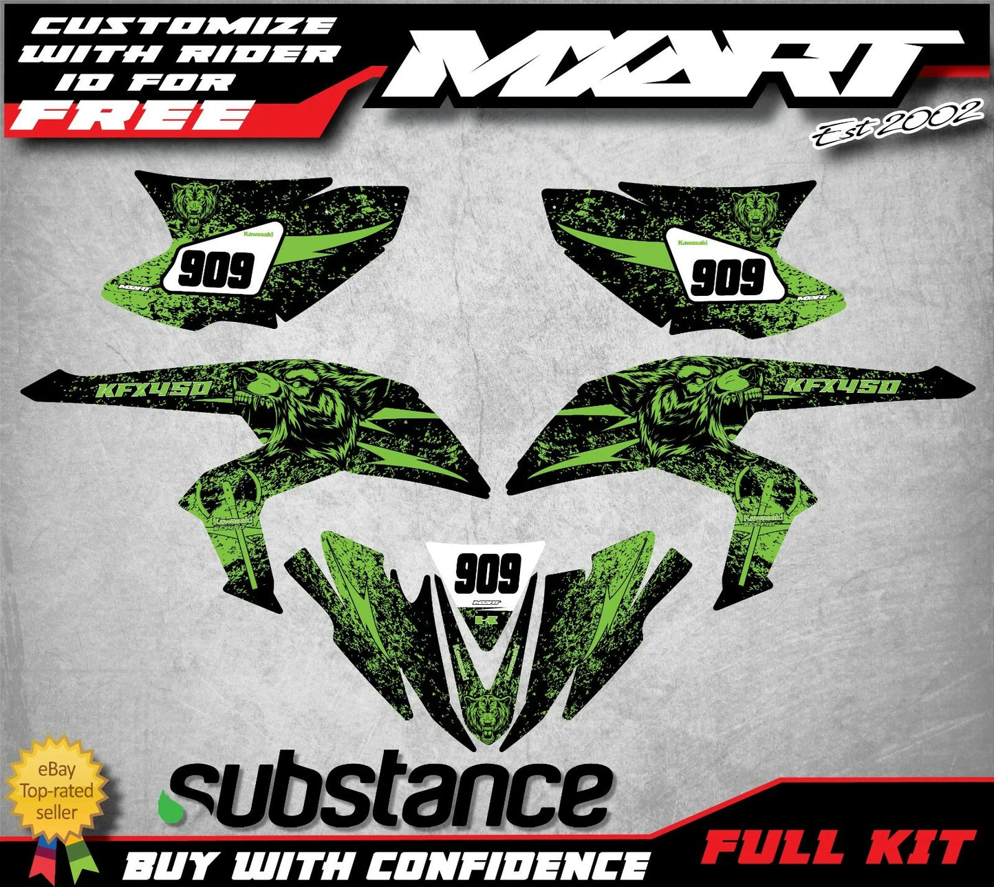 BEAR STYLE Graphics Kit for KAWASAKI KXF 450R ATV Quad Bike