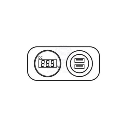 Power Socket Twin USB-A/Voltmeter Combo Flush Mount Black Relaxn
