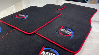 Black Floor Mats for BMW ER56 Design with Red Trim - Premium Quality