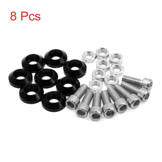 Windscreen Plate / 8Pcs / M6 Bolts for Universal Black Metal Motorcycle