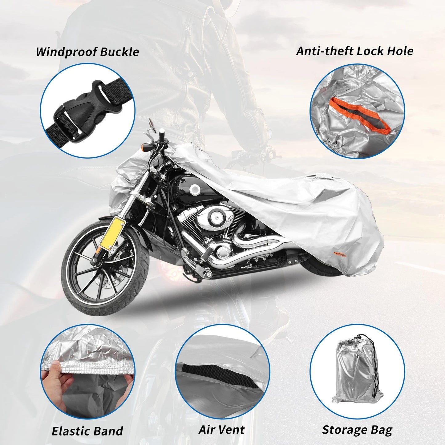210D-PU Grey Motorcycle Cover for Suzuki V-Strom 250 (2022-2024)