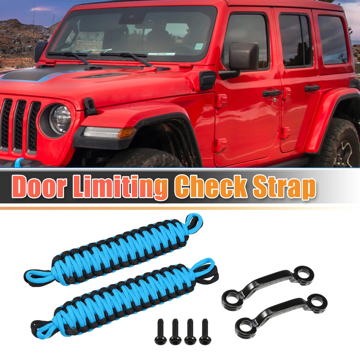 Car Door Limiting Straps  for Jeep Wrangler JK JL (2018-2023) Black Blue