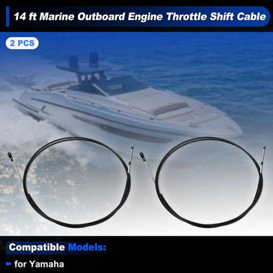 2 x 14 ft Boat Throttle Shift Control Cable for Yamaha