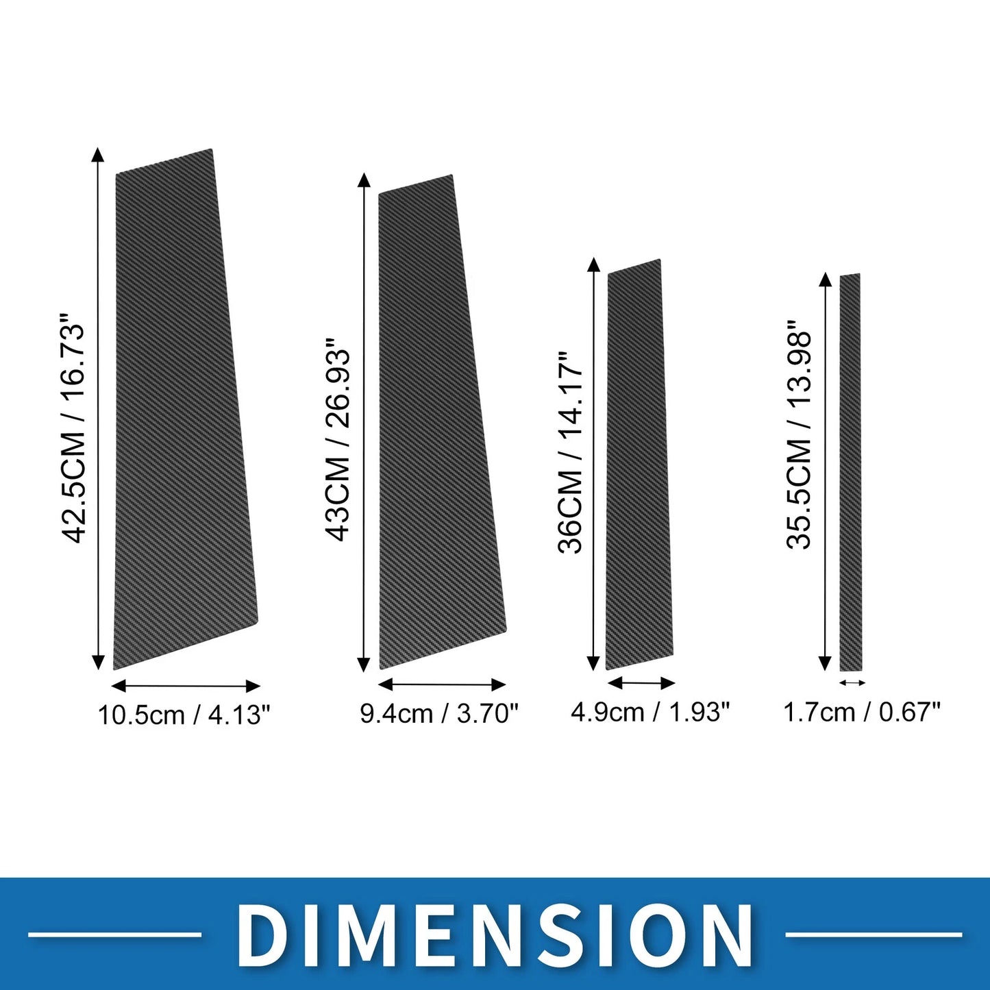 8 x Door Pillar Window Trim Carbon Fiber Pattern Black for Toyota Highlander