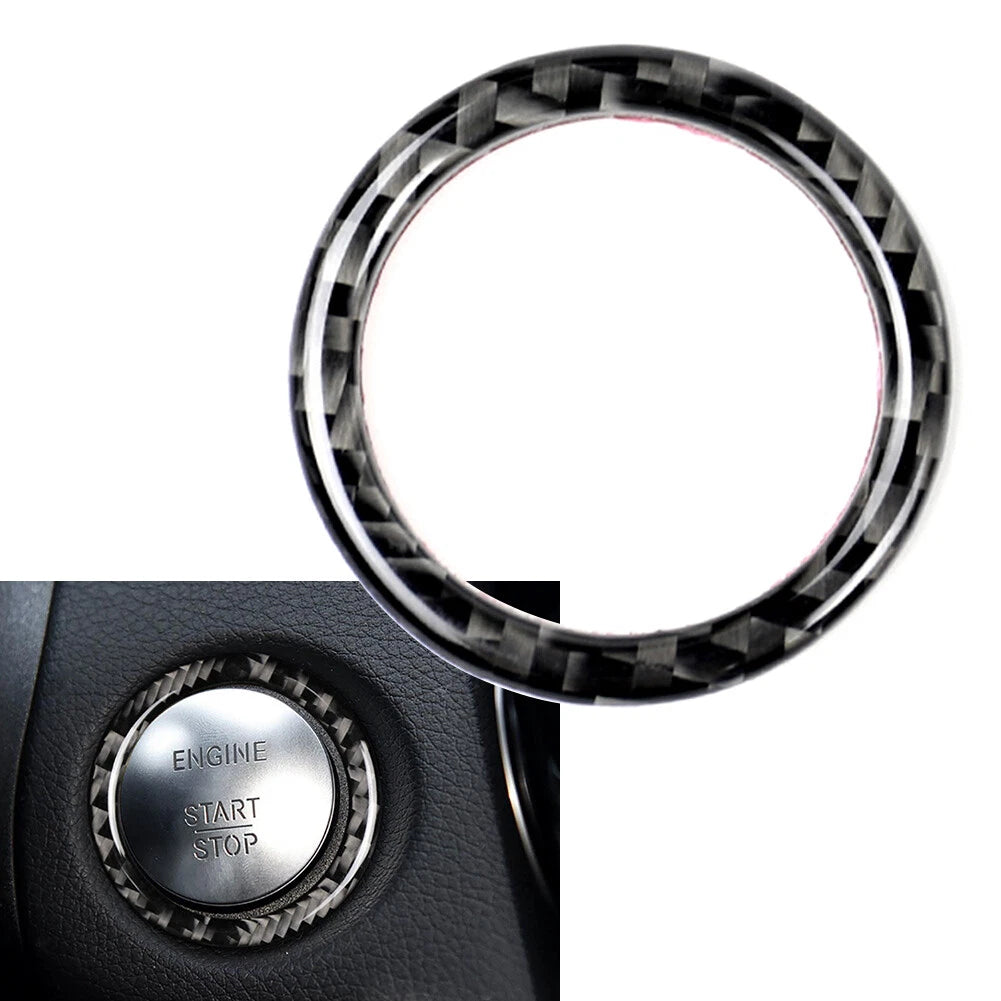 Carbon Fiber Engine Start Stop Button Ring Cover for Mercedes-Benz A B C (2013-2023)