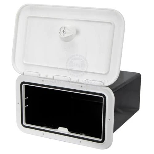 Access Hatch Storage Box for Boat/RV/Caravan White Can-SB Italian Made 182x300mm