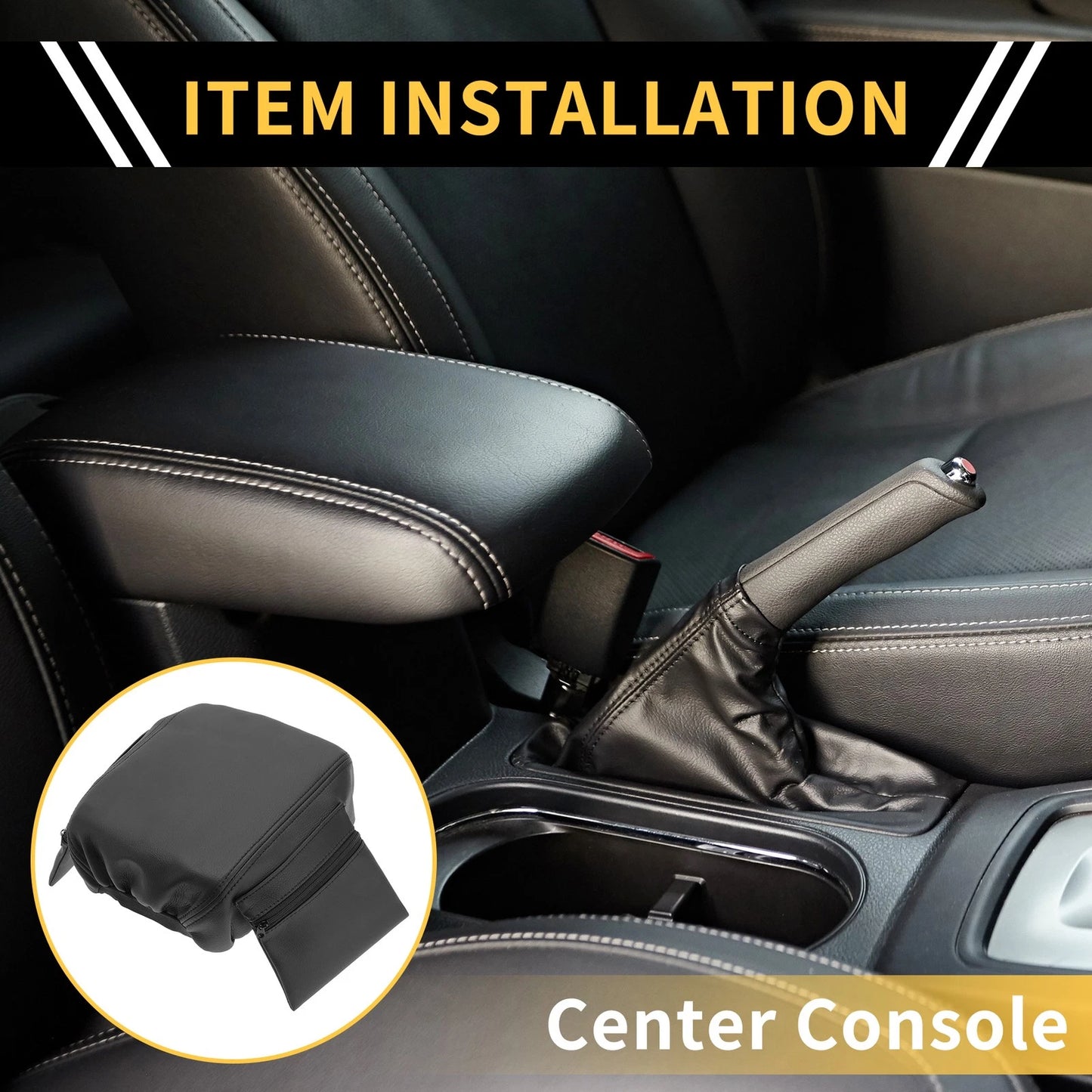 Arm Rest Cover for Jeep Wrangler - Microfiber Leather, Black