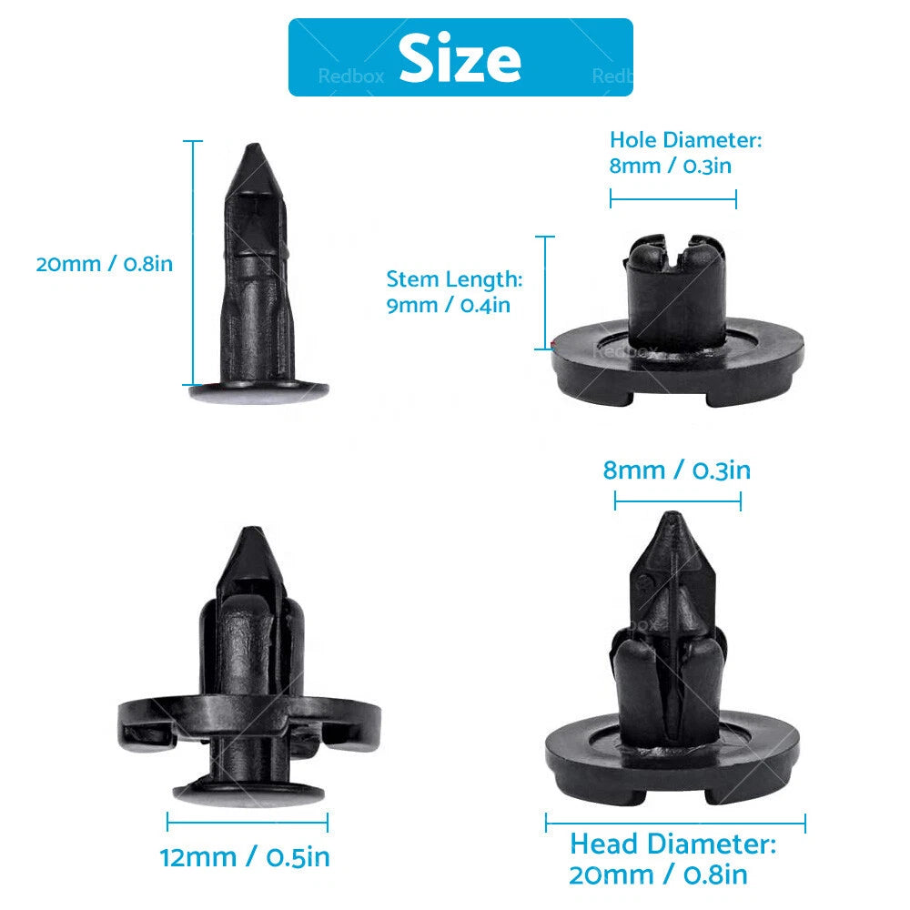 8mm 20x Grille Clips for Nissan Patrol, Cube, Mitsubishi Outlander, Sebring