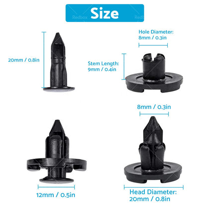 8mm 20x Grille Clips for Nissan Patrol, Cube, Mitsubishi Outlander, Sebring