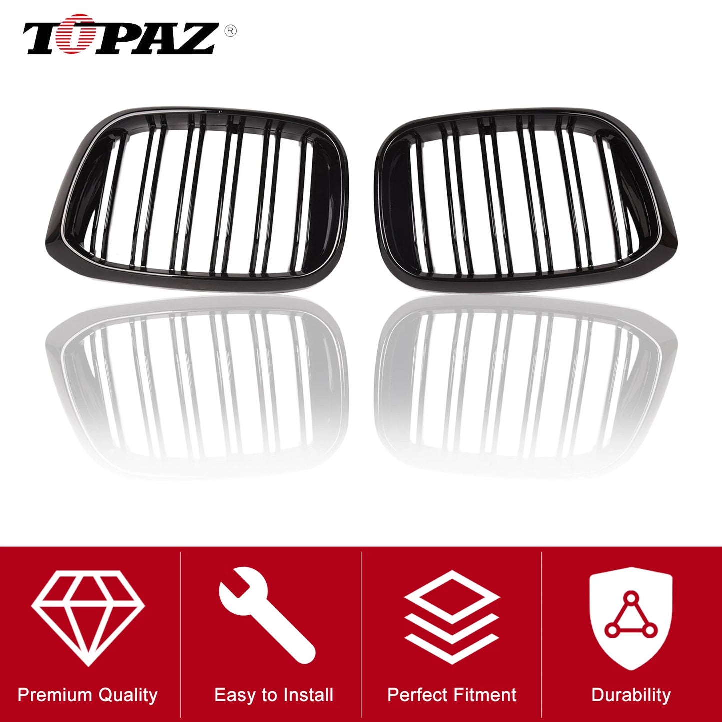 Gloss Black Front Bumper Bar Kidney Grille for BMW X3 X4 (2018-2023)