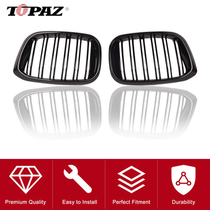 Gloss Black Front Bumper Bar Kidney Grille for BMW X3 X4 (2018-2023)