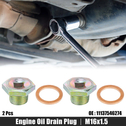 M16x1.5 Engine Oil Drain Plug Screws with Seal Rings for Mini