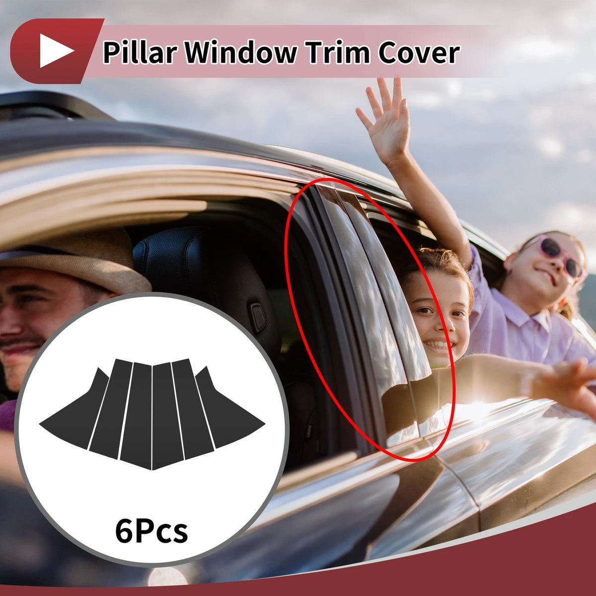 6 Pcs Door Pillar Window Trim for KIA EV6 GT (2021-2024) Black