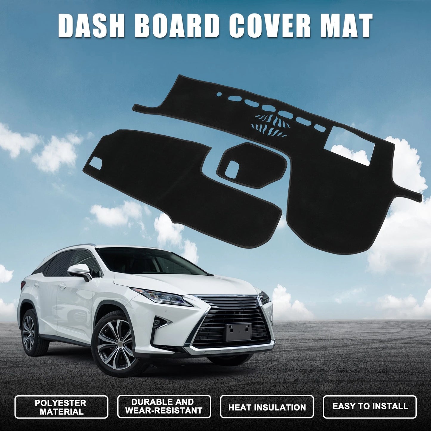 Dash Cover Mat Protector for Lexus RX 200t 2016-2019 Black