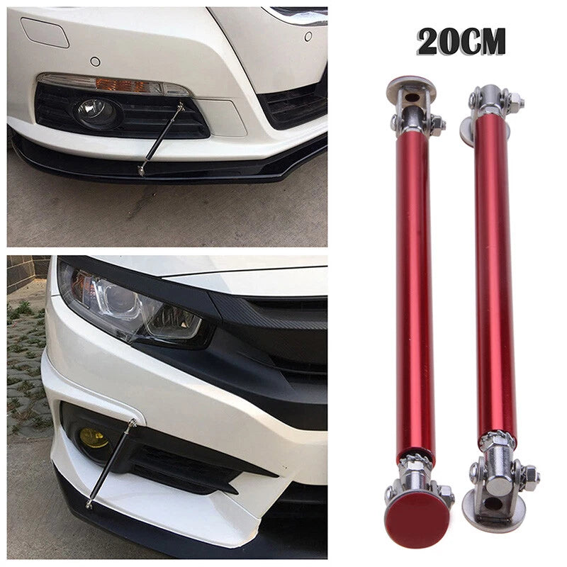 Adjustable Red Front Bumper Lip Splitter Strut Rods for Car