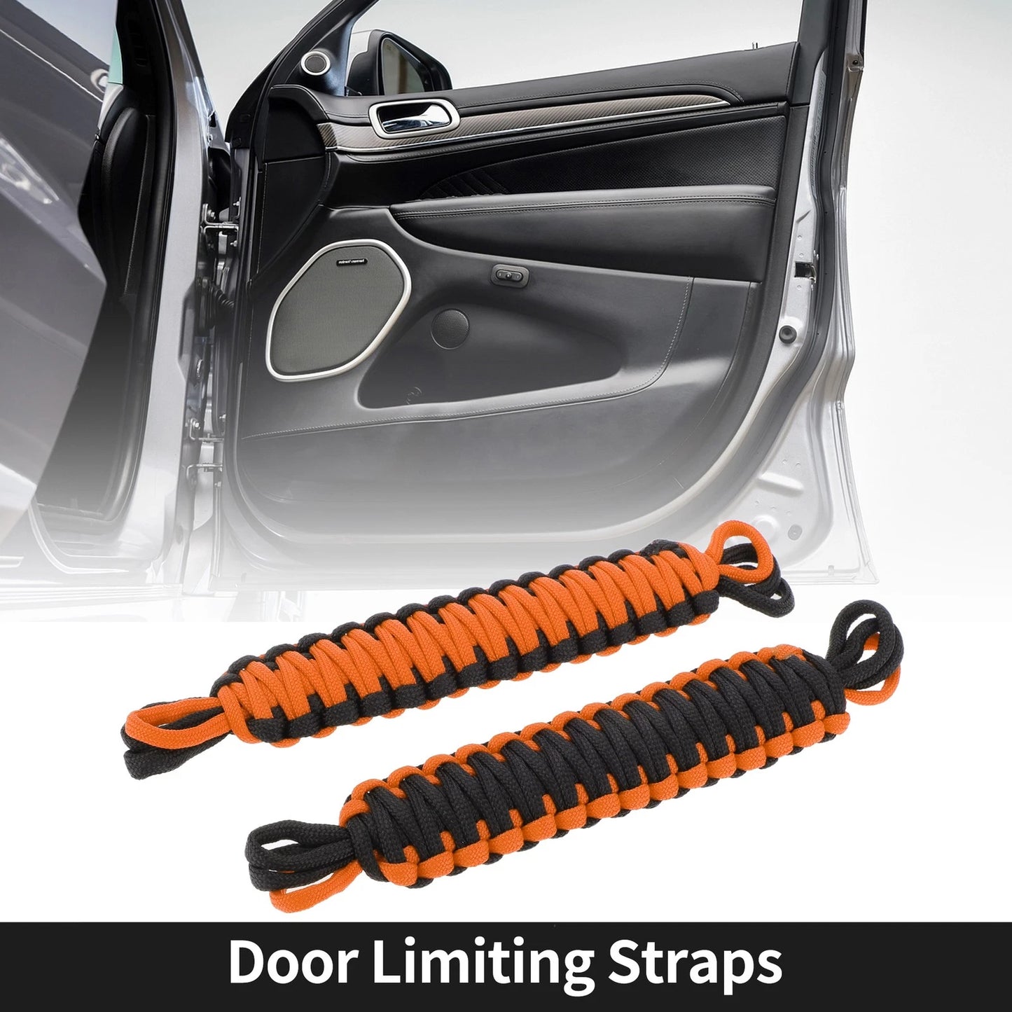 2 x Door Limiting Straps for Jeep Wrangler TJ JK JKU (2007-2018) Black Orange