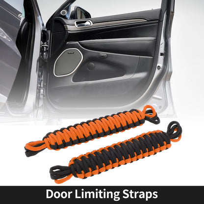2 x Door Limiting Straps for Jeep Wrangler TJ JK JKU (2007-2018) Black Orange