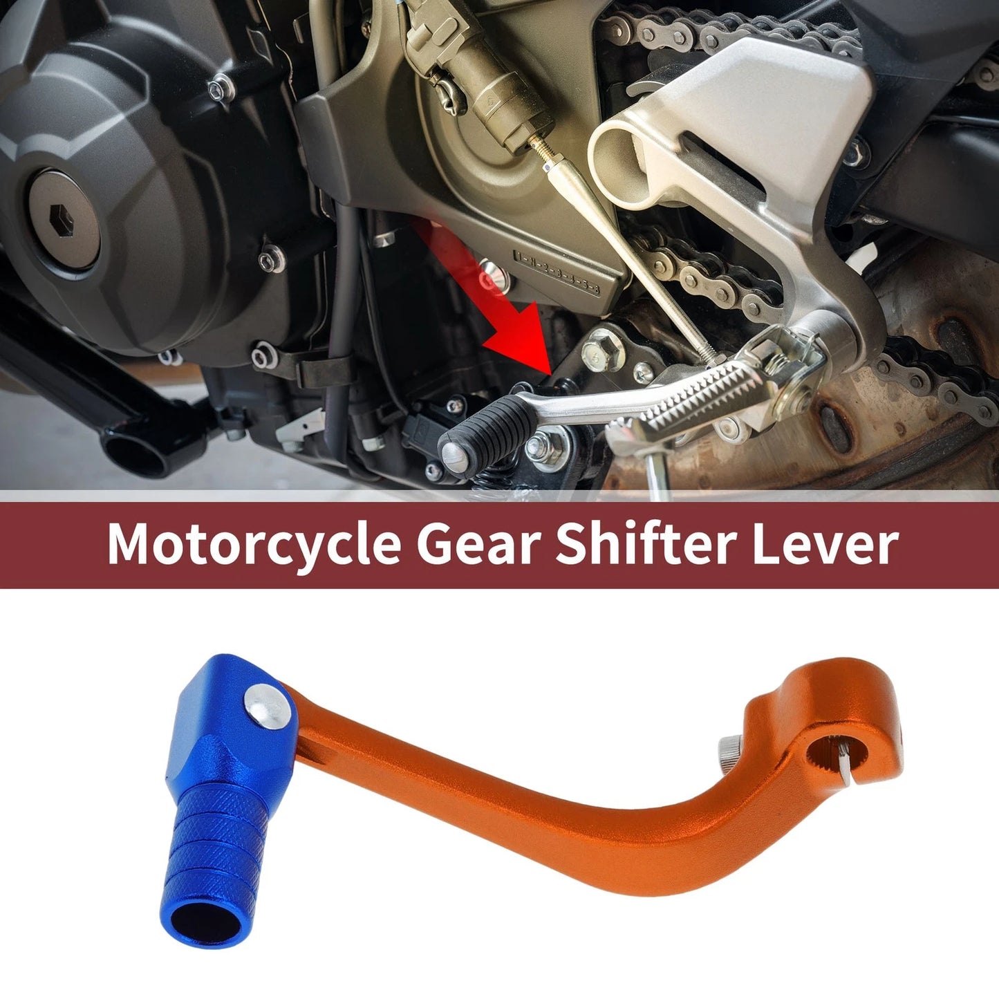 Folding Shifter Lever for Honda CRF110F (2013-2018) - Orange & Blue
