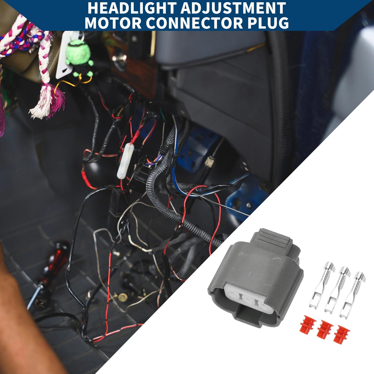 3 Pin Headlight Adjustment Motor Connector Plug for Honda K Series K20