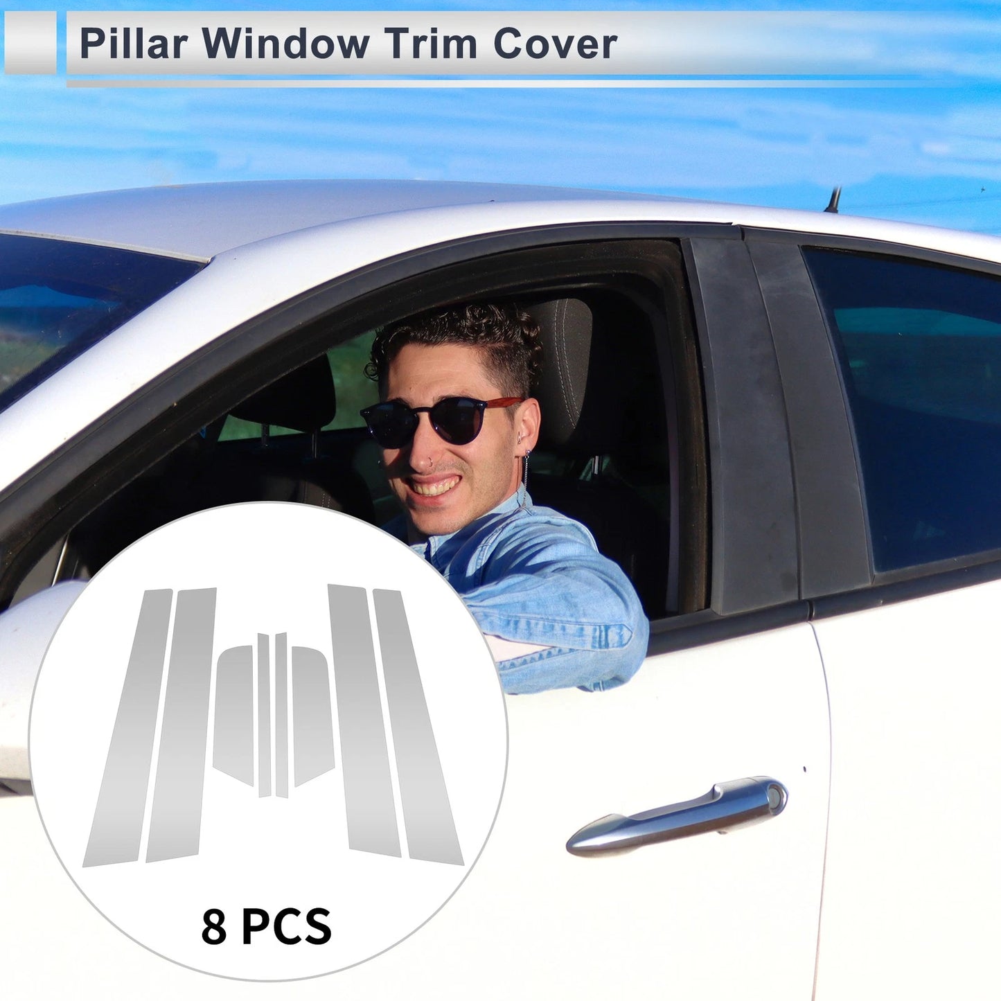 8 Pcs Door Pillar Window Trim for Mazda 3 Axela (2006-2012) Silver Tone