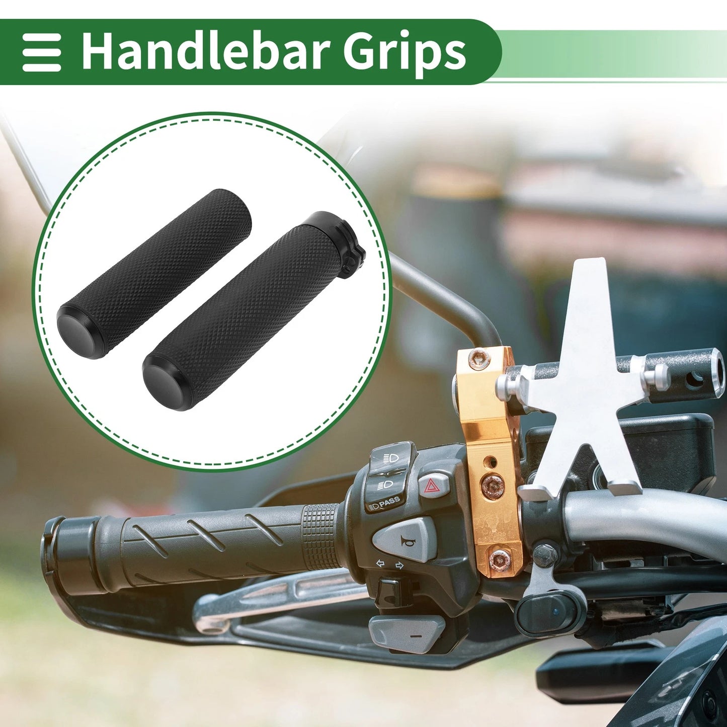 25mm Motorcycle Hand Grips Cover Kit Handlebar Grips TPU Black