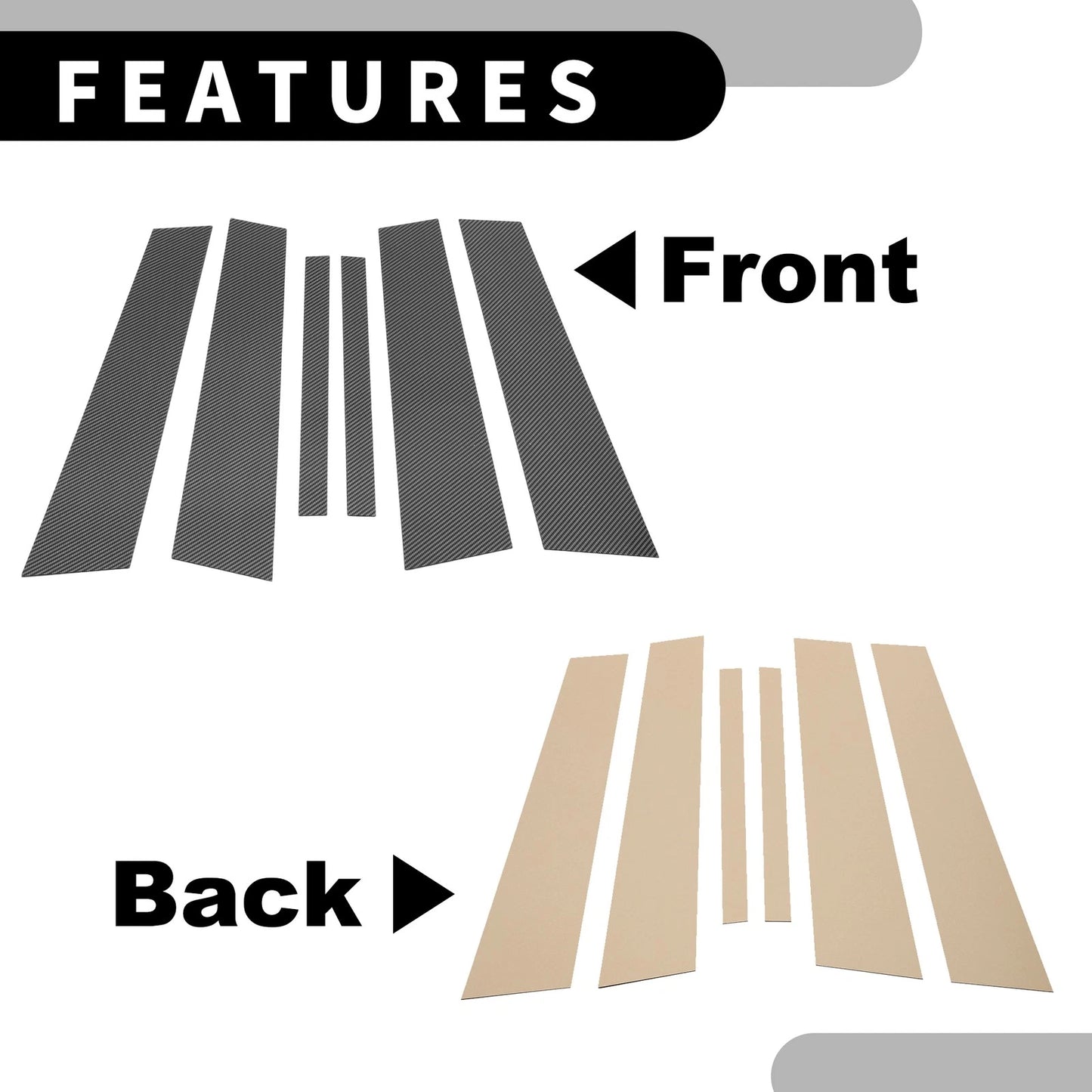 6 Pcs Car Pillar Window Trim for BMW 3 Series E90 Sedan Black Carbon Fiber