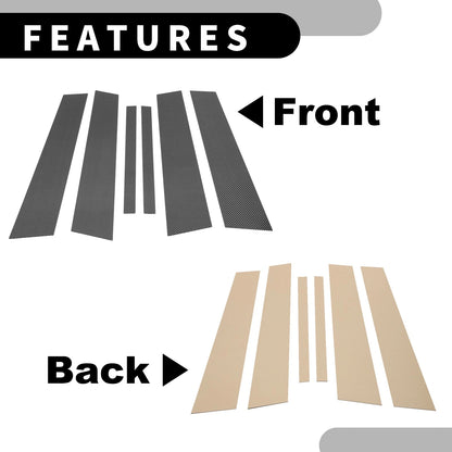 6 Pcs Car Pillar Window Trim for BMW 3 Series E90 Sedan Black Carbon Fiber