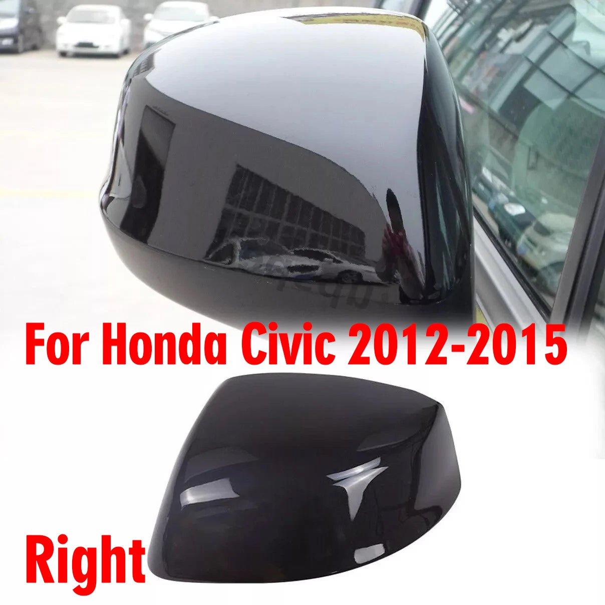Black Passenger Side Rearview Mirror Cap Cover for Honda Civic (2012–2015)