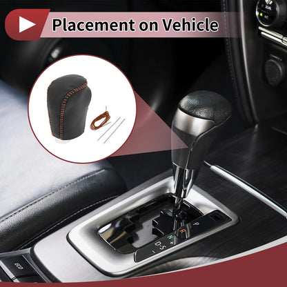 Car Gear Shift Knob Cover for Nissan Rogue Sport (2017-2022) Black Brown