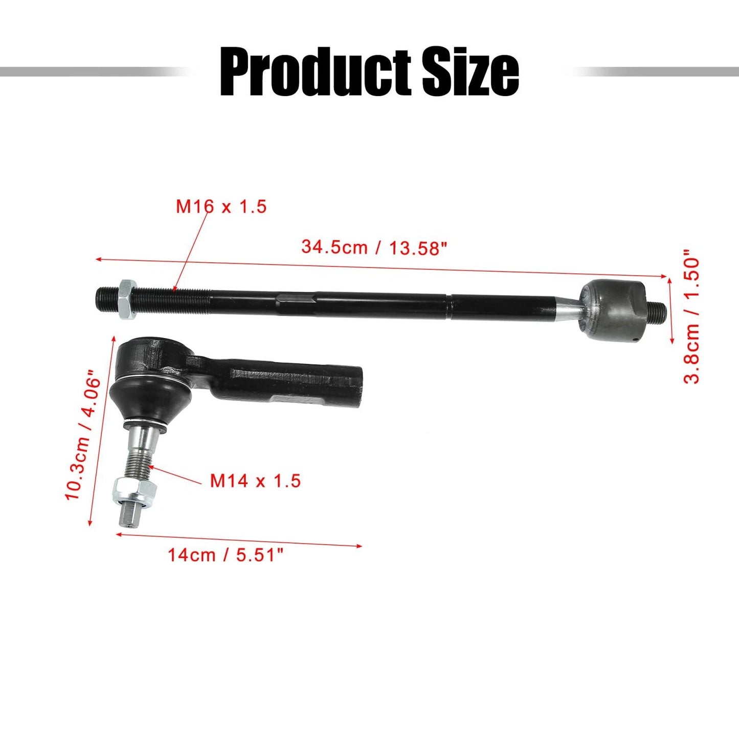 4 x Front Tie Rod for Dodge Challenger Charger (2011-2018) (2011-2019)
