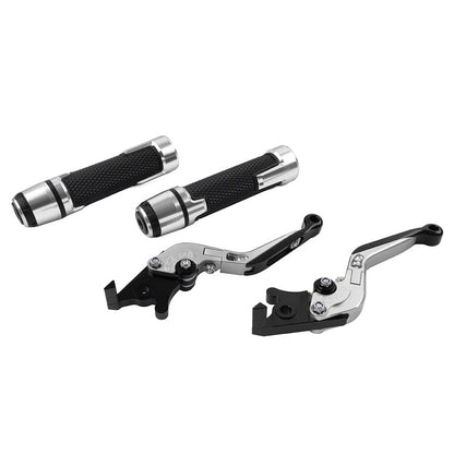 Silver Extendable Brake Clutch Lever Grip Set for BMW R1200GS R1250GS (2013-2023)