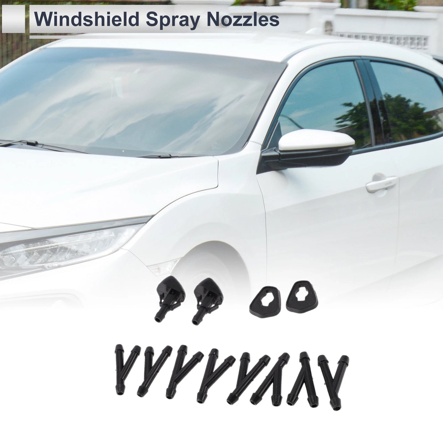 Windshield Washer Nozzle w/ 8" Hose Connector for Suzuki