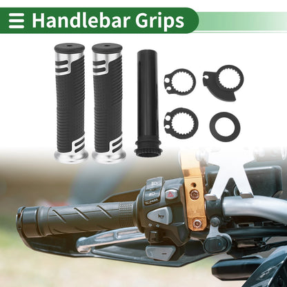 7/8 22mm Hand Grips Cover Silver Tone for Motorcycle