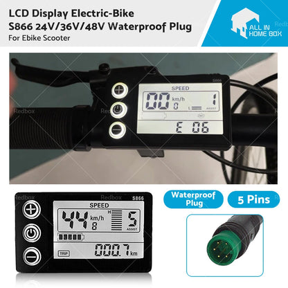 LCD Display for Electric Bike S866 24V/36V/48V Waterproof Plug