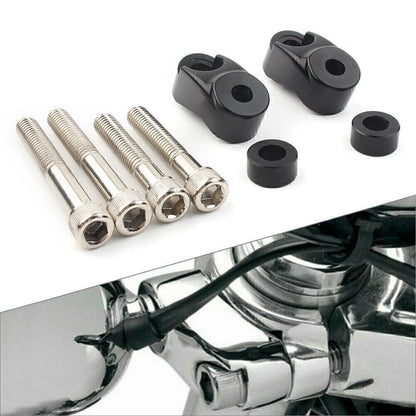 Black Front Turn Signal Relocation Kit for Harley Dyna 39mm 49mm