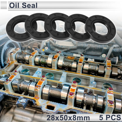 Oil Seal 28x50x8mm Black 5 Pcs Rotary Shaft Seal TC Seal Ring Nitrile Rubber
