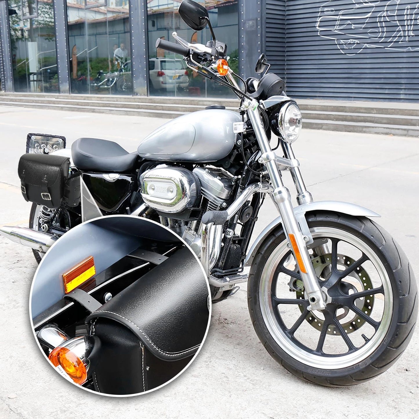 1 Pair Saddlebag Side Tool Bags for Motorcycle Faux Leather