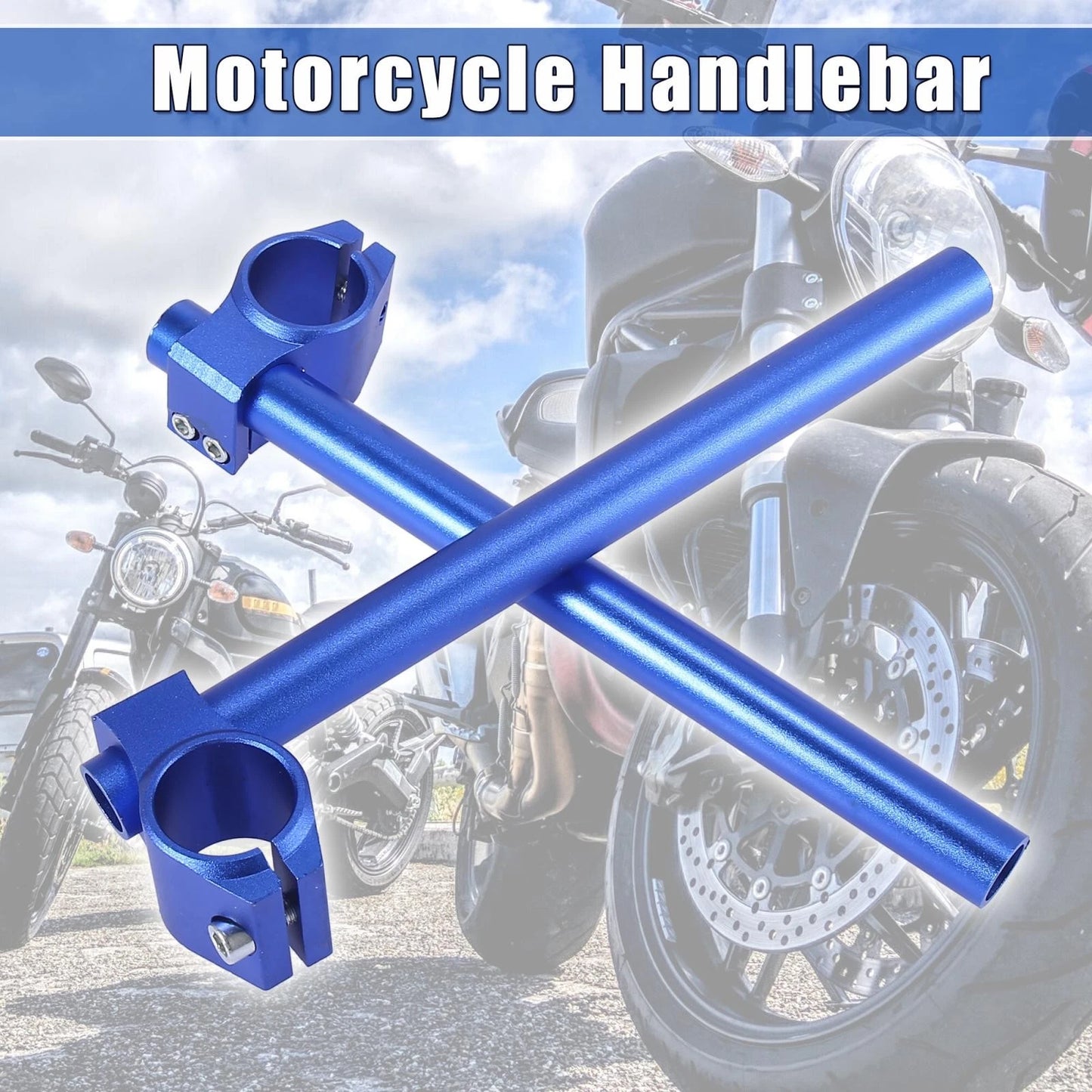 Set 33mm Motorcycle Handlebar Clip Ons Blue for Motorcycle