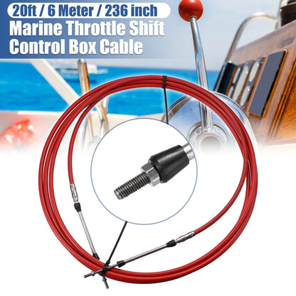 1pcs 20ft 236 Inch Marine Type Shift Remote Control Box Cable for Yamaha Red