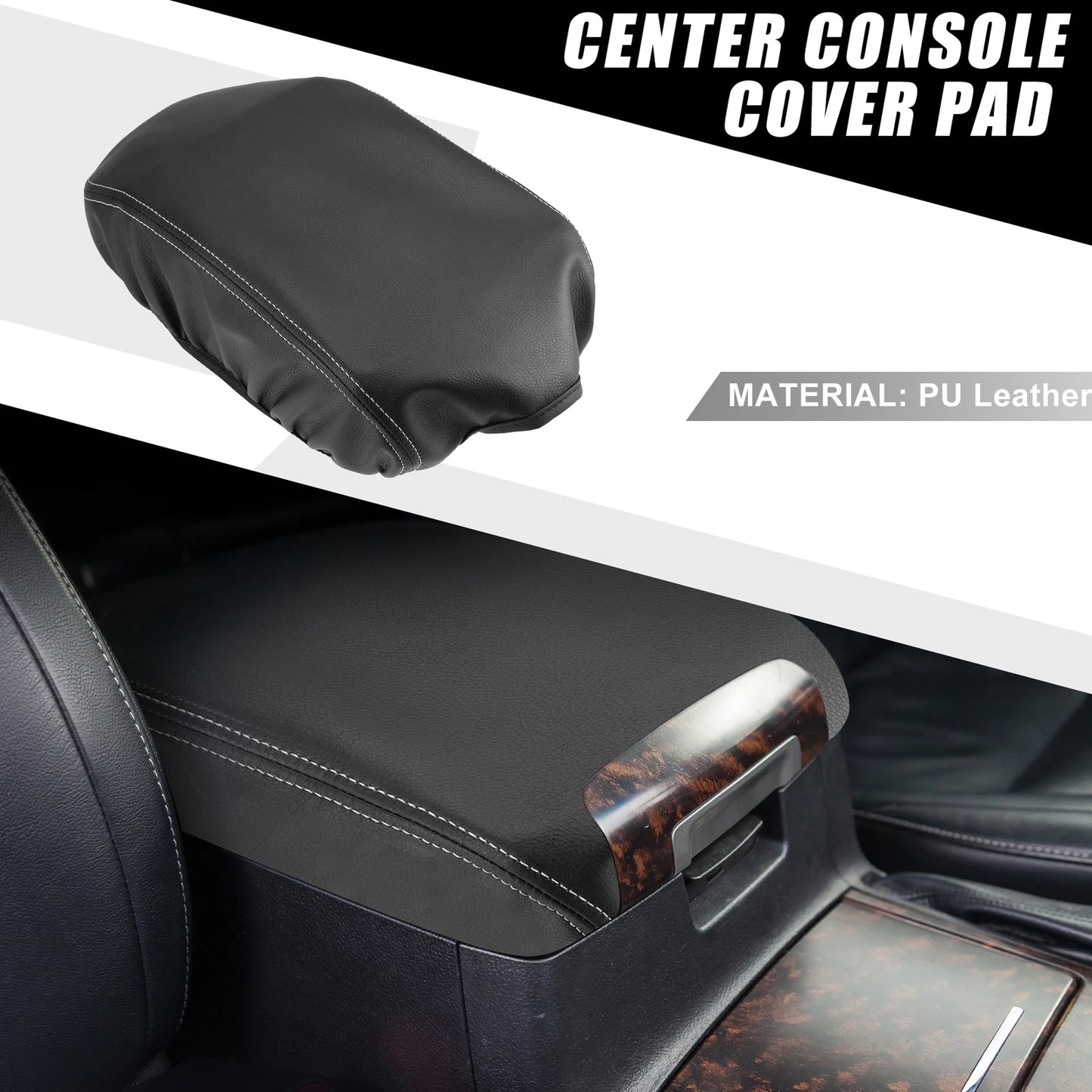Car Center Console Armrest Cover for Dodge Charger (2011-2023) Black Gray