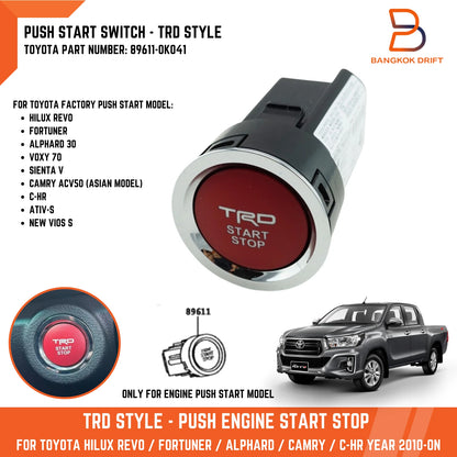 TRD Push Engine Start Stop for Toyota Hilux, Fortuner, Alphard, C-HR, Aurion