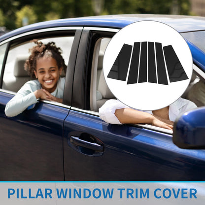 6 Pcs Door Pillar Window Trim Black for Toyota Highlander (2015–2021)