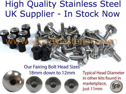 2 x Stainless Fairing Bolts for Suzuki Bandit GSF 1200 1200S (1996–2000)