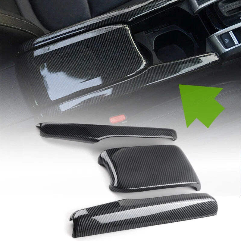 Carbon Fiber Black Interior Central Armrest Box Panel for 2016-2021 Honda Civic