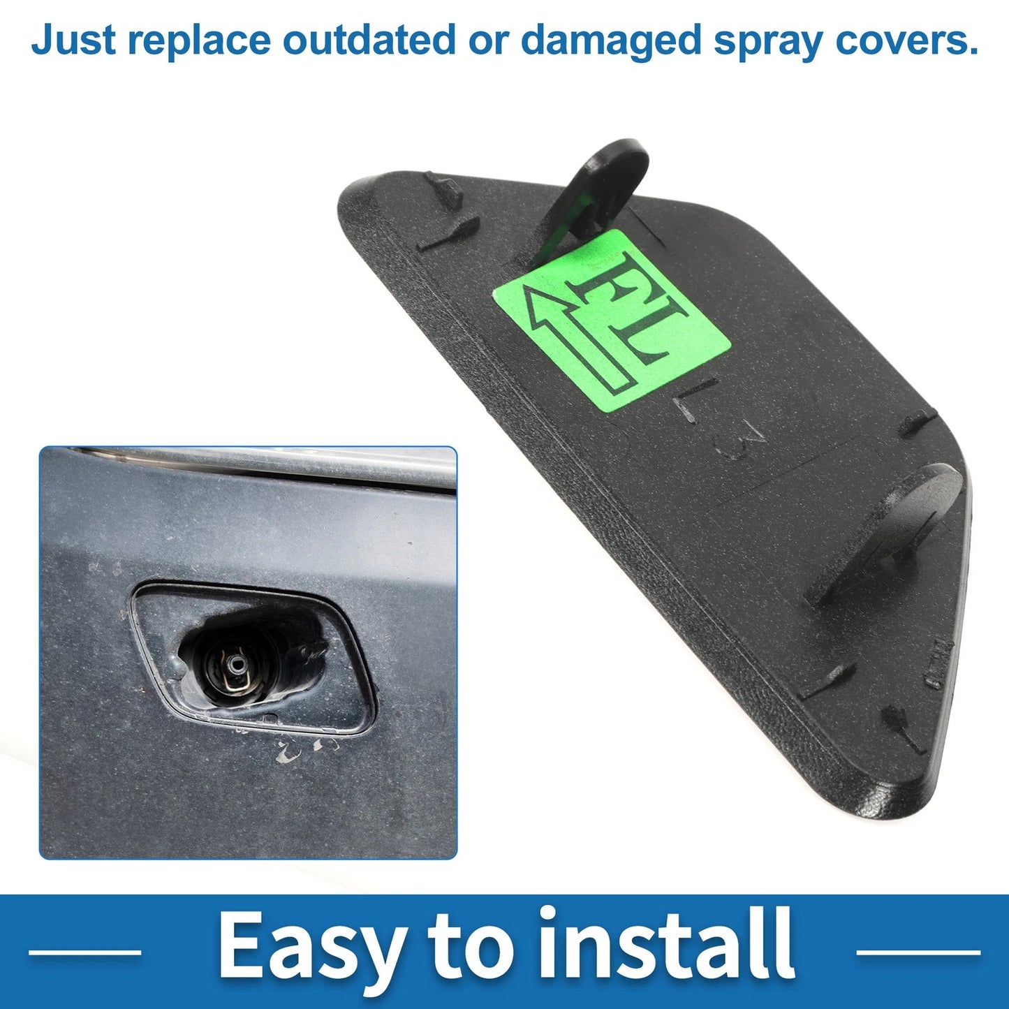 Front Left Washer Nozzle Cover for BMW 528i (2011-2016) Black